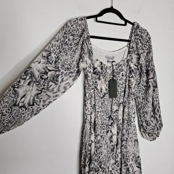 NWT All Saints Women's Gray Patterned Dress Size 2 - Picture 2 of 7